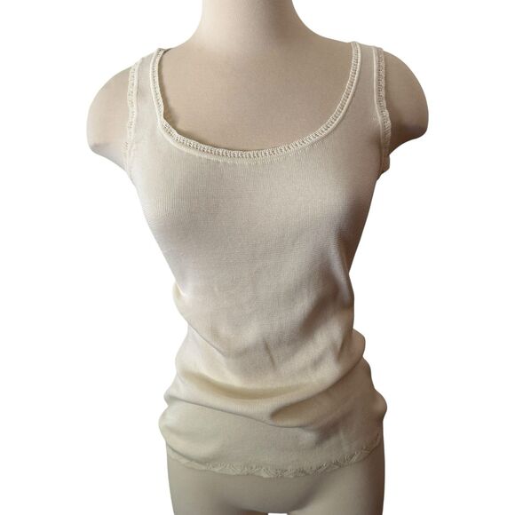 Peruvian Connection Cream 100% Pima Cotton Knit Tank Top Women's X Small Summer - Picture 9 of 9